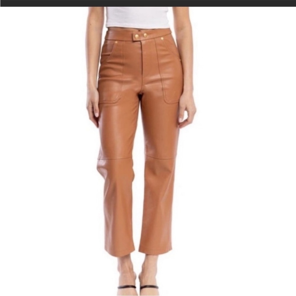 BLANK NYC The Baxter Faux Leather Ribcage Pant Brown Lucky Number Size 29 NEW